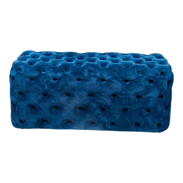 Ottomans, Footstools & Poufs Elsa Navy Blue Velvet Ottoman Rectangular