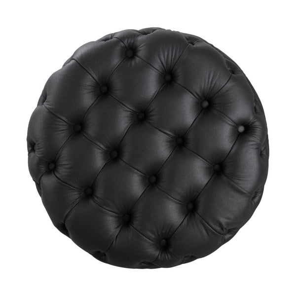 Ottomans, Footstools & Poufs Contemporary Black Leather Look Ottoman With Button