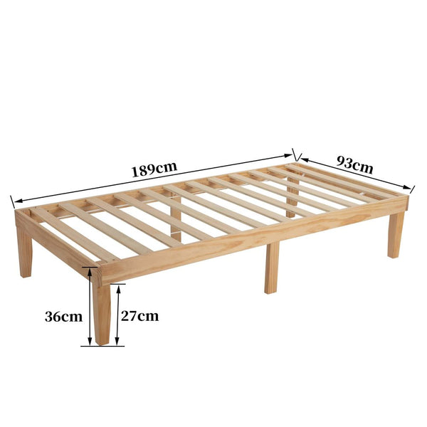 Single Bed Frames Single Size Warm Wooden Natural Bed Base Frame