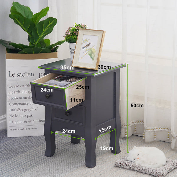 Bedside Tables French Bedside Table Nightstand Grey Set Of 2