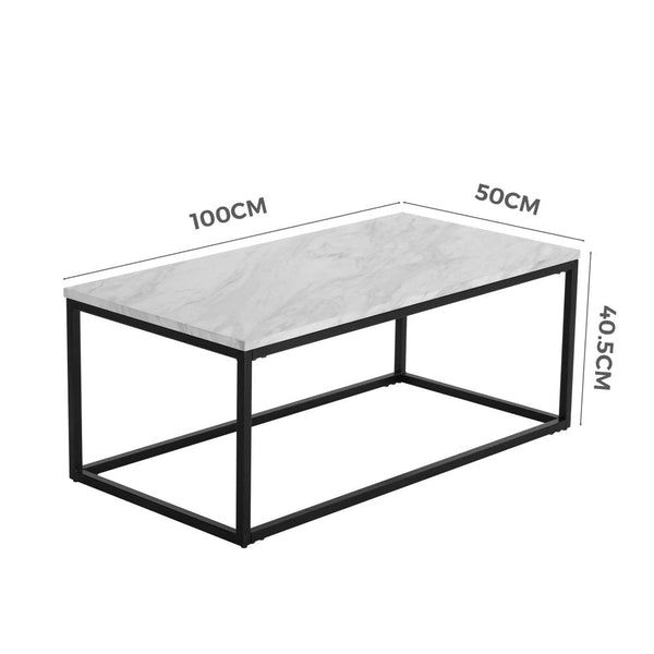 Coffee Tables Industrial Style Marble Effect Rectangular Coffee Table