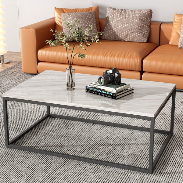 Coffee Tables Industrial Style Marble Effect Rectangular Coffee Table