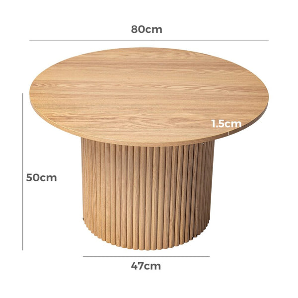 Coffee Tables Luxe Ribbed Round Coffee Table Wooden