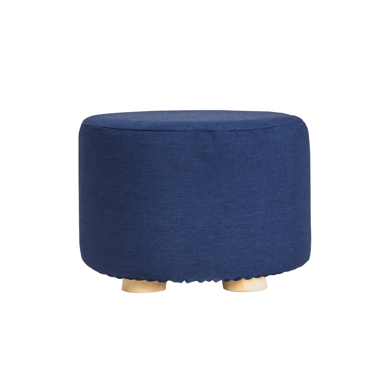 Ottomans, Footstools & Poufs La Bella Dark Blue Fabric Ottoman Round Wooden Leg Foot Stool