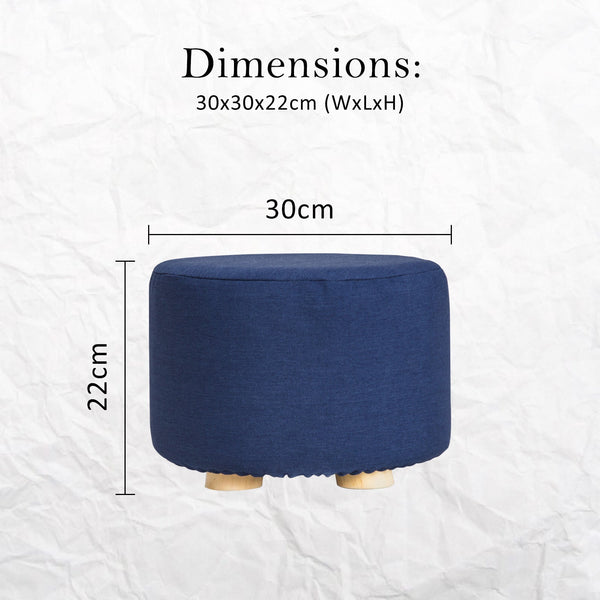 Ottomans, Footstools & Poufs La Bella Dark Blue Fabric Ottoman Round Wooden Leg Foot Stool