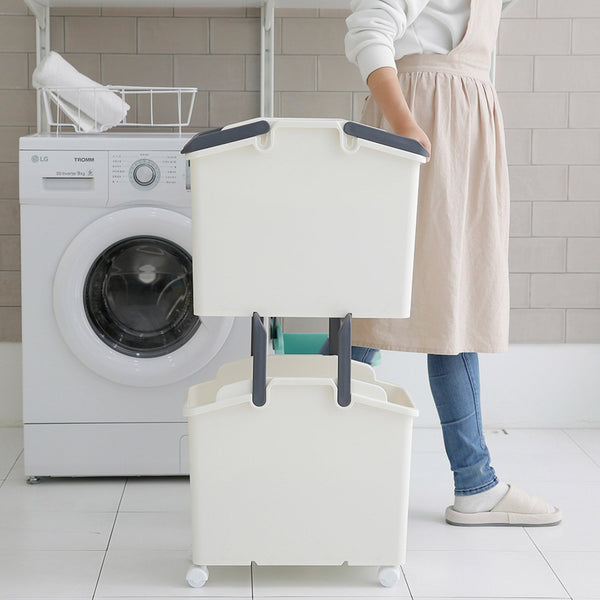 Laundry Baskets & Hampers Nplastic 2 Set Ivory Stackable Multipurpose Laundry Basket