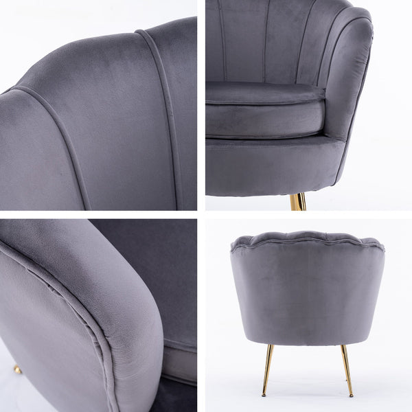 Accent Chairs La Bella Shell Scallop Grey Armchair Lounge Chair Accent Velvet