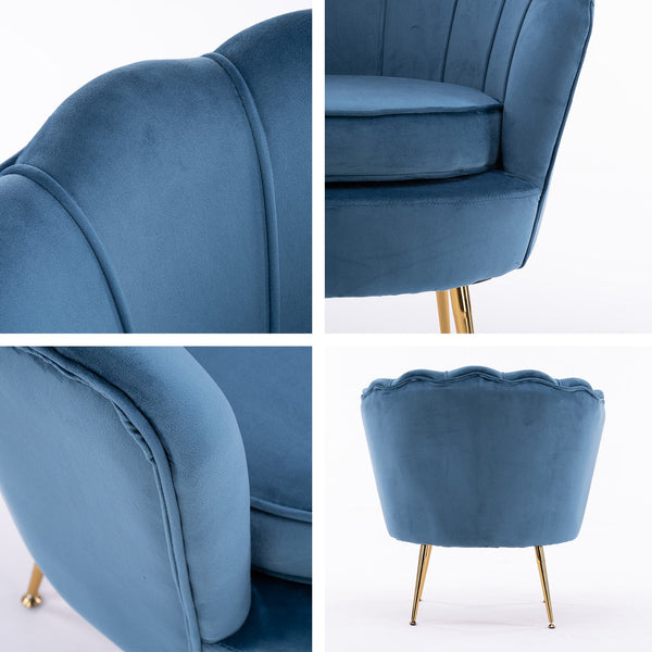 Accent Chairs La Bella Shell Scallop Navy Blue Armchair Lounge Chair Accent Velvet