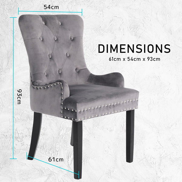 Dining Chairs La Bella Grey French Provincial Dining Chair Ring Studded Lisse Velvet Rubberwood