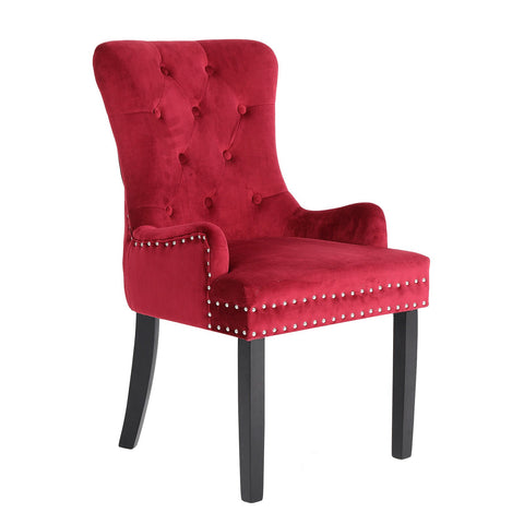 Dining Chairs La Bella Bordeaux Red French Provincial Dining Chair Ring Studded Lisse Velvet Rubberwood