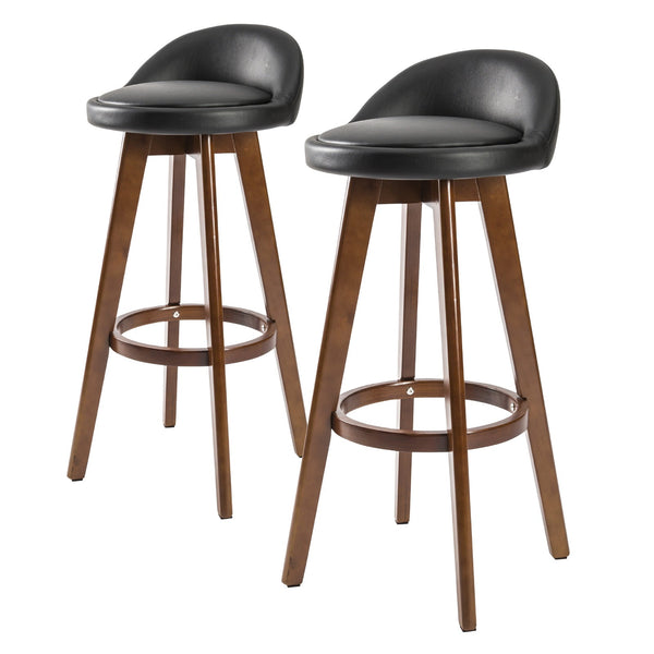 Benches Bar Stools La Bella 2 Set 72Cm Black Brown Wooden Bar Stool Leila Leather