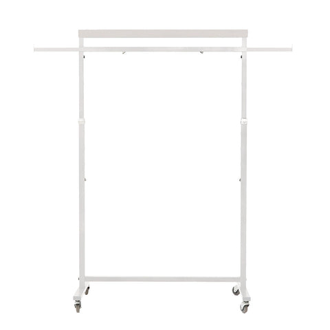 Garment Racks Meoktong White Clothes Rack Coat Stand Hanging Adjustable Rollable Steel