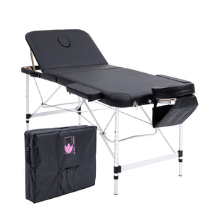 Forever Beauty Black Portable Massage Table Bed Therapy Waxing 3 Fold 70Cm Aluminium