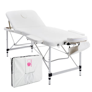 Forever Beauty White Portable Massage Table Bed Therapy Waxing 3 Fold 75Cm Aluminium