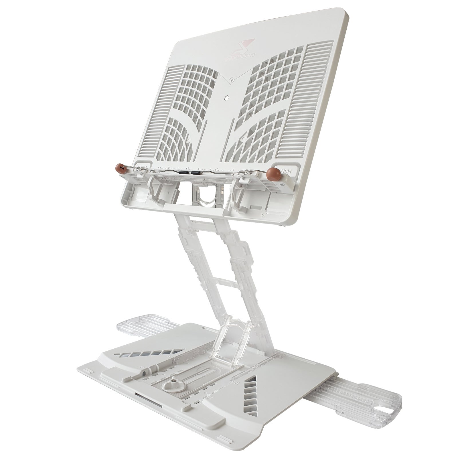 Pelican Stand White Adjustable Laptop Holder Foldable Tablet Book Pc Desk