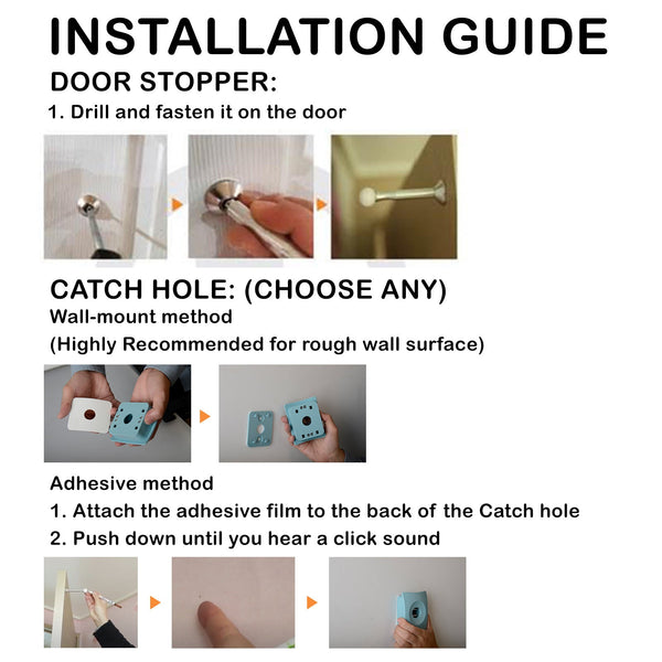 Catchhole Beige Door Stopper Wall Mount Adhesive Hole Advanced