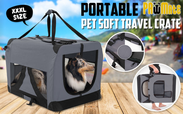 Pet Transport Paw Mate Grey Portable Soft Dog Cage Crate Carrier Xxxl