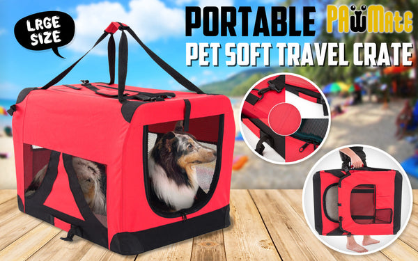 Paw Mate Red Portable Soft Dog Cage Crate Carrier Xl