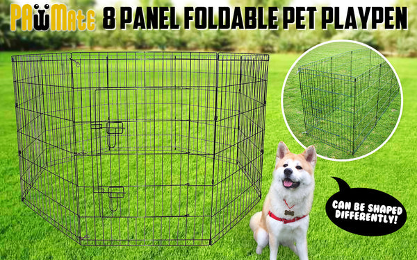 Fences & Pens Paw Mate Pet Playpen 8 Panel 24In Foldable Dog Exercise Enclosure Fence Cage