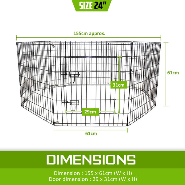 Fences & Pens Paw Mate Pet Playpen 8 Panel 24In Foldable Dog Exercise Enclosure Fence Cage