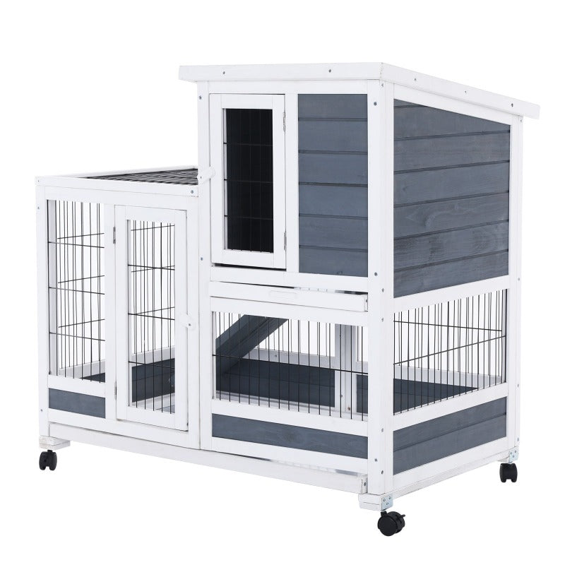 Small Animal Cages & Hutches Paw Mate 96.5 X 56 90.5Cm Rabbit Hutch Chicken Coop 2 Storey Pet Cage Run Wheels