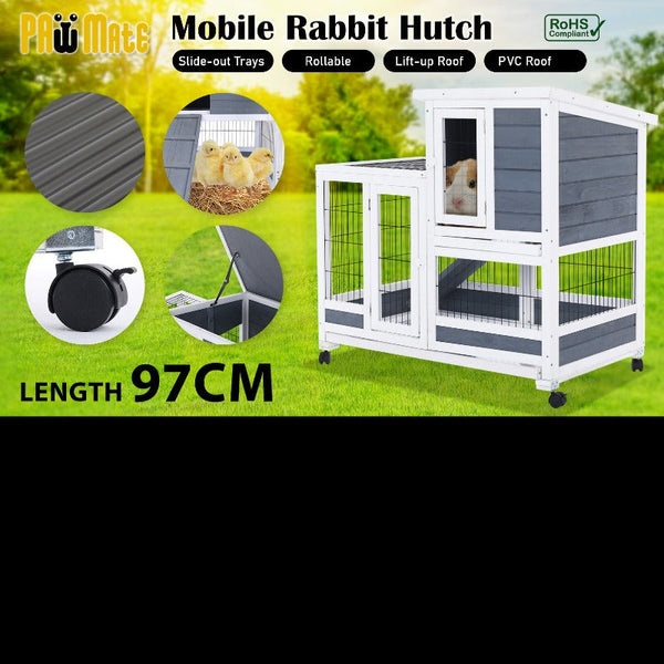 Small Animal Cages & Hutches Paw Mate 96.5 X 56 90.5Cm Rabbit Hutch Chicken Coop 2 Storey Pet Cage Run Wheels