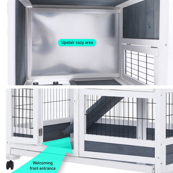 Small Animal Cages & Hutches Paw Mate 96.5 X 56 90.5Cm Rabbit Hutch Chicken Coop 2 Storey Pet Cage Run Wheels