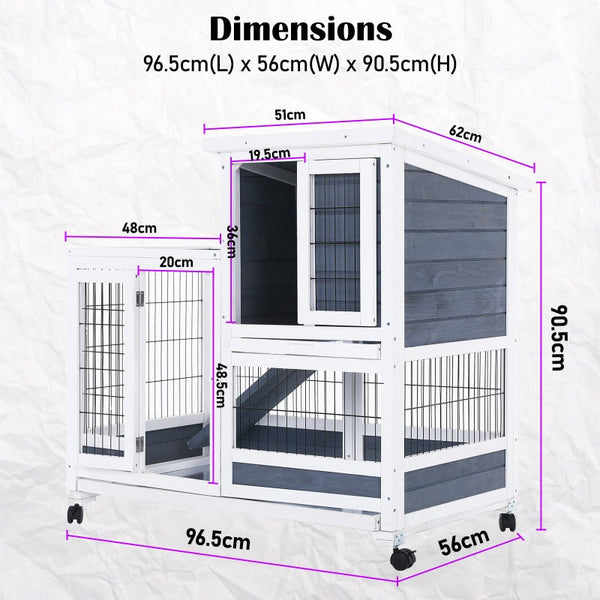 Small Animal Cages & Hutches Paw Mate 96.5 X 56 90.5Cm Rabbit Hutch Chicken Coop 2 Storey Pet Cage Run Wheels