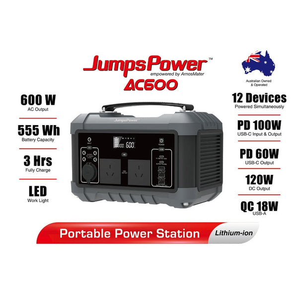 Jump Starters Jumpspower 600W 555Wh Portable Power Station Charger Led Light