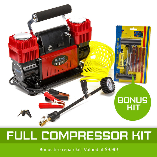 Air Compressors Dynamic Power Red Portable Car Tyre Air Compressor Deflator Inflator 300L/Min 12V