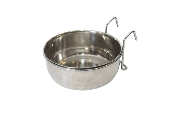 Yes4pets 2 X Stainless Steel Pet Rabbit Bird Dog Cat Water Food Bowl Feeder Chicken Poultry Coop Cup 887Ml