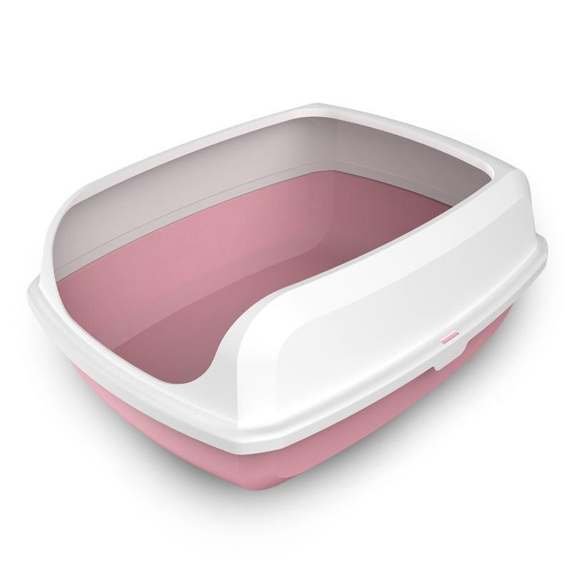 Litter Trays 2 X Medium High Side Large Portable Open Cat Toilet Litter Box Tray House With Scoop Pink