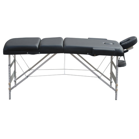 Massage Tables & Chairs 3 Fold Portable Aluminium Massage Table Bed Beauty Therapy Black