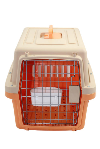 Yes4pets Small Dog Cat Crate Pet Airline Carrier Cage With Bowl And Tray-Orange