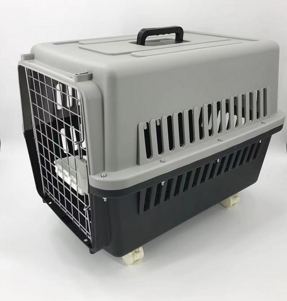 Yes4pets Large Dog Cat Crate Pet Carrier Rabbit Airline Cage With Tray, Bowl & Wheel Black