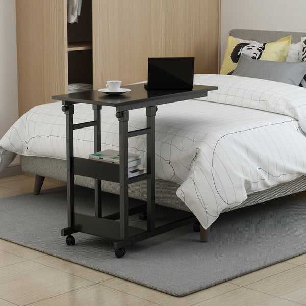 Side Tables Yes4homes Side Table With Storage Shelves, Height Adjustable Sofa Couch Coffee End Bedside Laptop Desk Wheels