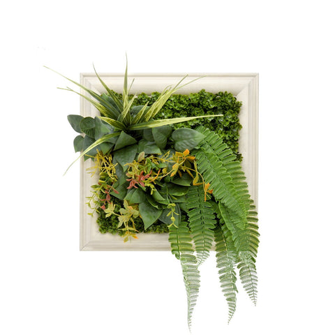 Artificial Plant Panels 3D Green Artificial Plants Wall Panel Flower With Frame Vertical Garden Uv Resistant 33X33cm