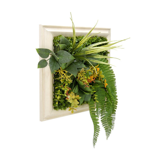 3D Green Artificial Plants Wall Panel Flower With Frame Vertical Garden Uv Resistant 33X33cm