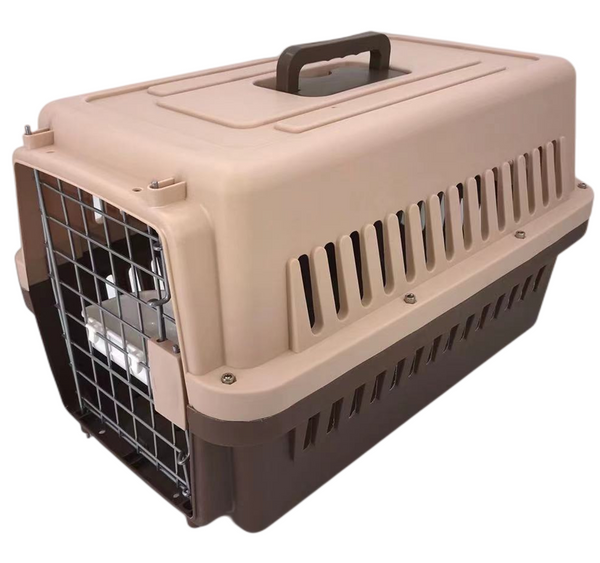 Pet Transport Yes4pets New Medium Dog Cat Rabbit Crate Pet Carrier Cage With Bowl & Tray Brown