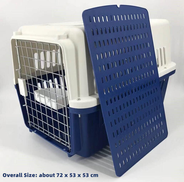 Xl Dog Puppy Cat Crate Pet Rabbit Parrot Airline Carrier Cage W Bowl & Tray 72X53x53cm