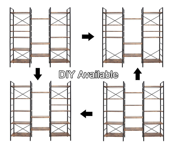 Yes4homes Industrial Shelf Bookshelf, Vintage Wood And Metal Bookcase Furniture For Home & Office