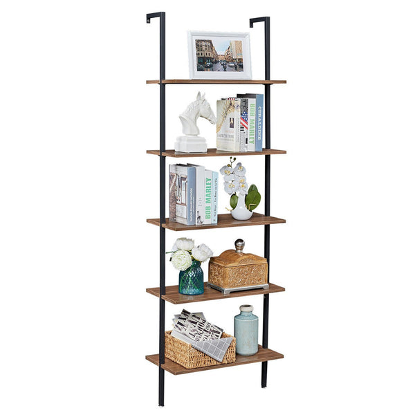 Bookshelves Yes4homes Industrial Ladder Shelf Wood Wall Mounted Bookcase Storage Rack Shelves Display