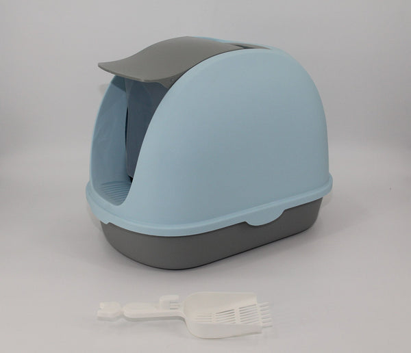 Yes4pets Portable Hooded Cat Toilet Litter Box Tray House With Handle And Scoop Blue