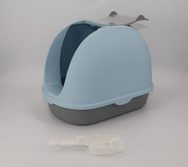 Yes4pets Portable Hooded Cat Toilet Litter Box Tray House With Handle And Scoop Blue