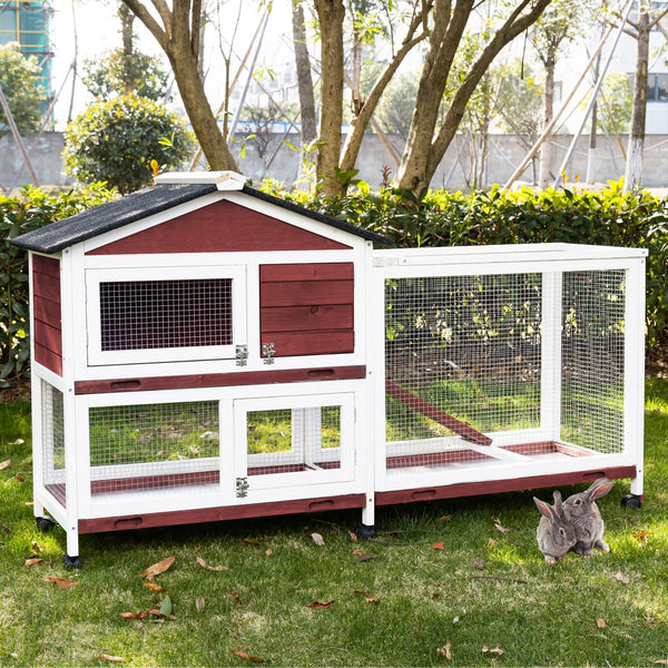 Small Animal Cages & Hutches Yes4pets Double Storey Large Rabbit Hutch Guinea Pig Cage , Ferret With Pull Out Tray On Wheels