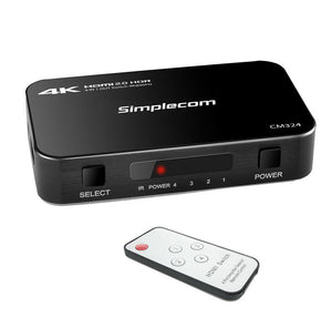 Simplecom Cm324 Way Hdmi 2.0 Switch With Remote In 1 Out Splitter Hdcp 2.2 4K @60Hz Uhd Hdr