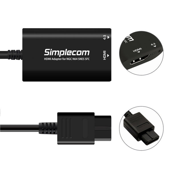 Simplecom Cm461 Hdmi Adapter Composite Av To Converter For Nintendo Ngc N64 Snes Sfc
