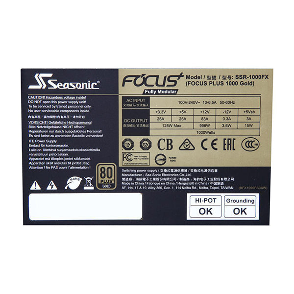 Power Supplies Seasonic 1000W Focus Plus Gold Psu (Ssr 1000Fx)