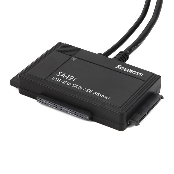 Simplecom Sa491 3-In-1 Usb 3.0 To 2.5", 3.5" & 5.25" Sata/Ide Adapter With Power Supply