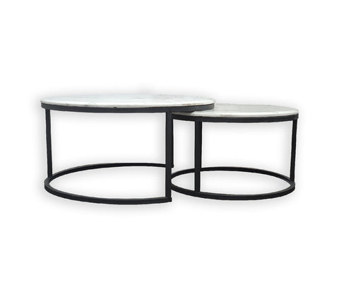 Nesting Style Coffee Table - White On Black 80Cm/60Cm